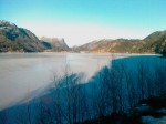 Looking up the frozen lake to the village of Aseral