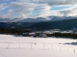 Day 46. Looking south across some farms in Folldal to the mountains of Avdal Vestfjell