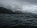 Day 171.1 The mist view down the west side of the Lyngen peninsula witht emountains obsucred
