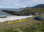 Day 160.1 The wonderful and idyllic beach at Tones when I camped the night after having paddled round Nordkapp