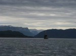 Day 217.2 Looking up Vilesfjord to the mainland and the deep slot where Dalsfjord cuts into the mountain plateau