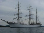 Day 222.1 The magnificent Statsraad Lehmkuhl sailing boat by the town of Sund
