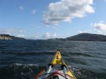 Day 225.3 Paddling south down Forresfjord with Vestre and Austre Bokn islands in the distance on the right and left respectively