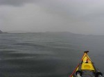 Day 226.1 Easy paddling across Boknafjord in the rain towards Fjoloy Fyr lighthouse