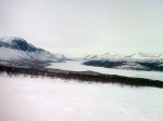 Day 85. Looking north west up Langas lake to Stora Sjofallet from above Saltoluokta lodge