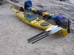 Day 133.4 The Tiderace Explore X kayak with the loose pile of gear and clothing